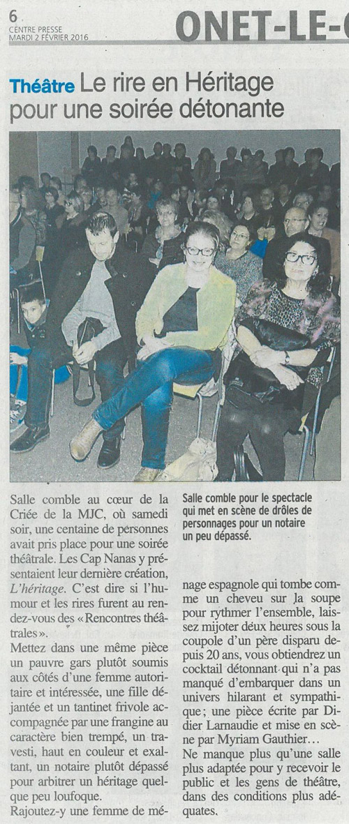 Article de Centre Presse - Les Cap Nanas à Onet-le-Château